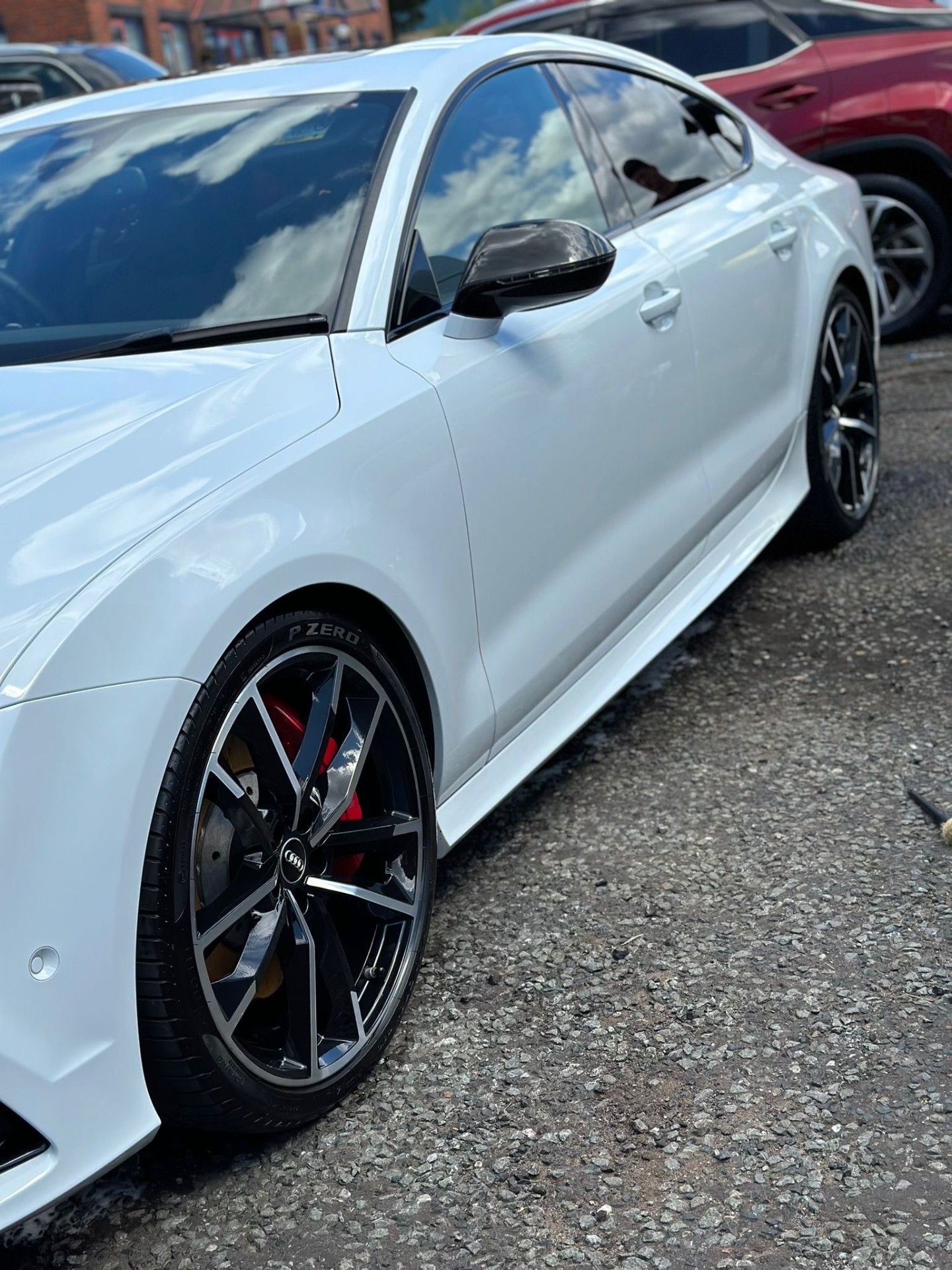 White Audi RS with gloss finish